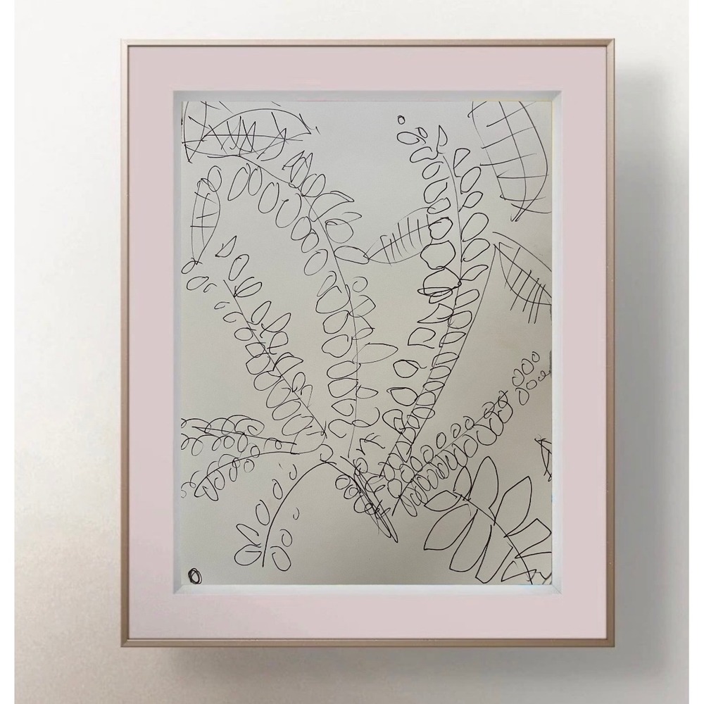 OMAN Original Art Botanical Ink Drawing Abstract Leaves Spiritual Nature Sketch
